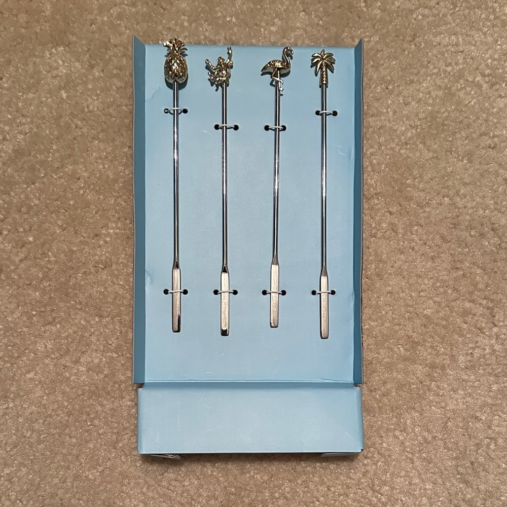 Lilly Pulitzer Silver Cocktail Stir Sticks Set